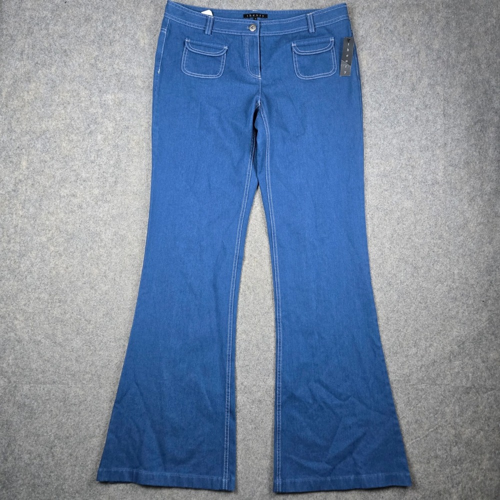 Vtg Theory Lorianna Pants Womens 12 Light Indigo Flare Leg Chic Boho 90s USA NEW